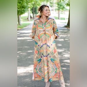 House of MBR Winston Fancy a pheasant Cassidy maxi collar dress NWT 00